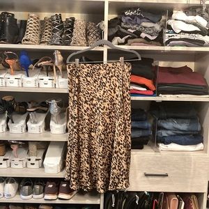 Polyester spandex leopard print skirt